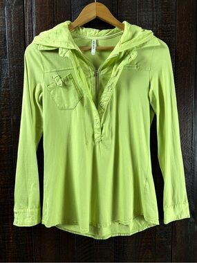 Mur Mur Lime Green Cotton/Silk Sporty Hoodie Top Small